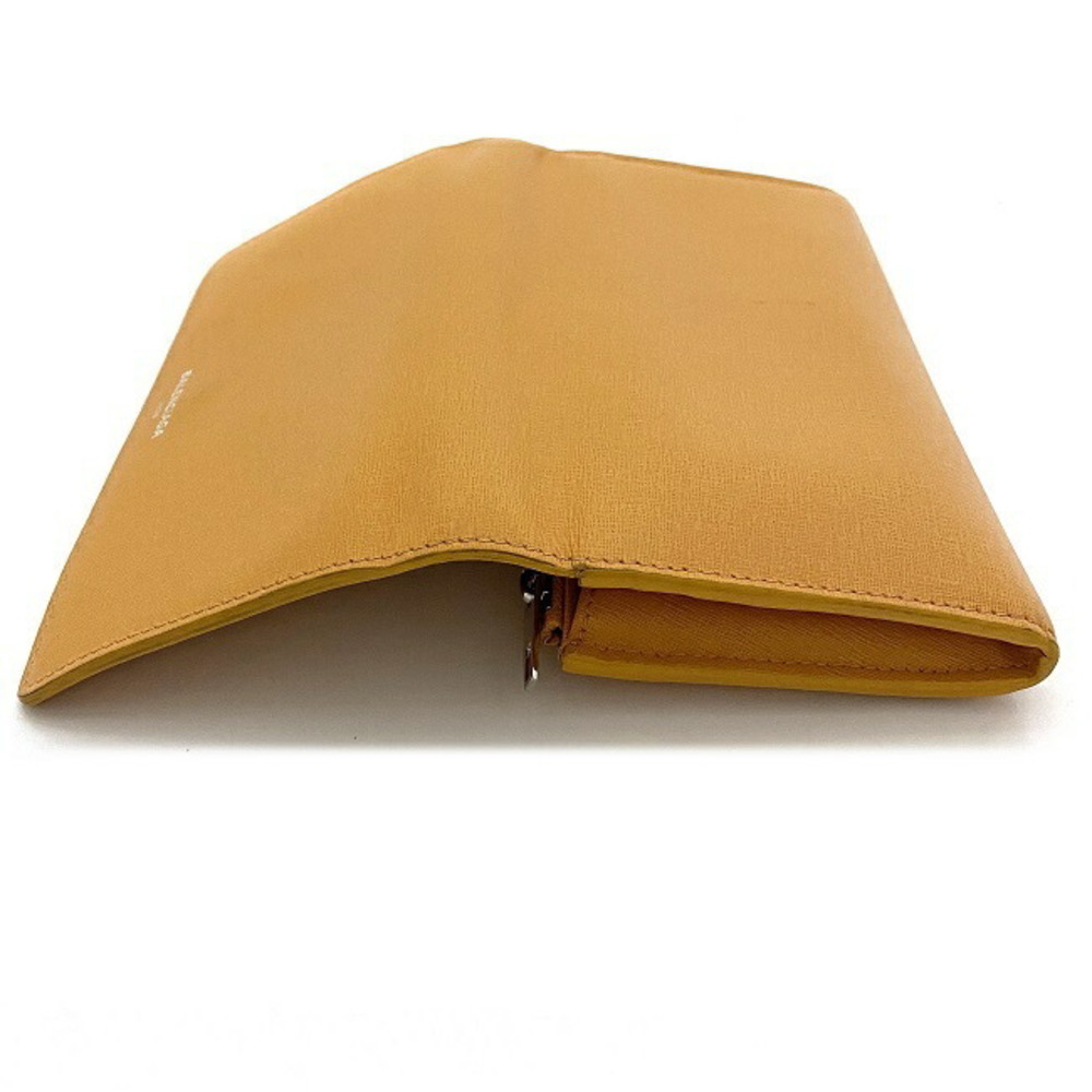 Balenciaga Leather Essential Grained Wallet Closure Certified Orange Purse Manny - Picture 3 of 6
